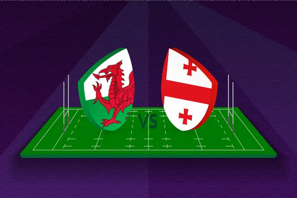 Equipo de rugby Gales vs Georgia en el campo de rugby . — Archivo Imágenes Vectoriales