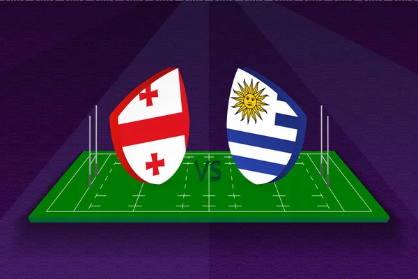 Equipo de rugby Georgia vs Uruguay en el campo de rugby . — Vector de stock