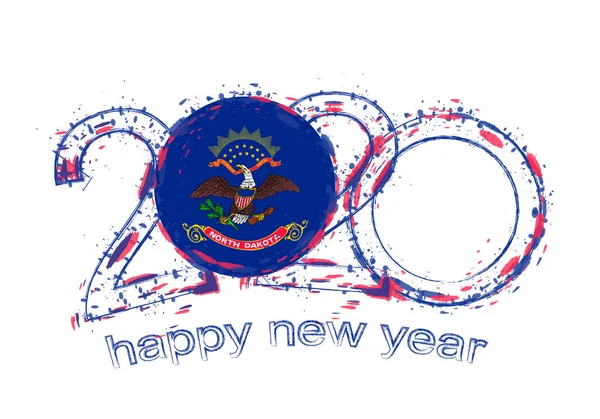 Feliz Ano Novo 2020 com a bandeira de Dakota do Norte . — Vetor de Stock