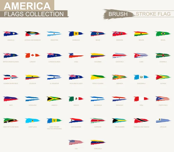 美国的矢量画笔笔划旗子采集. — 图库矢量图片