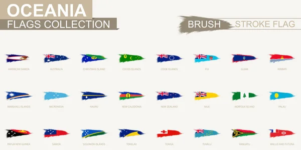 Vector grunge brush stroke flag collection of Oceania. — Stock Vector