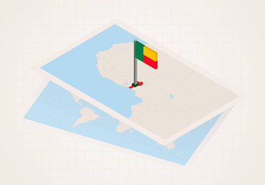 Benin haritada 3d Benin bayrağı ile seçildi. 