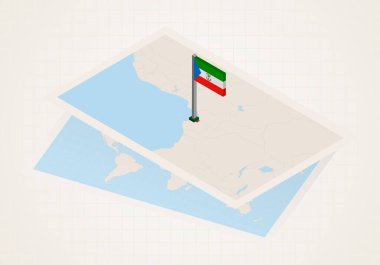 Ekvator Ginesi haritada 3d Ekvator Ginesi bayrağı ile seçildi