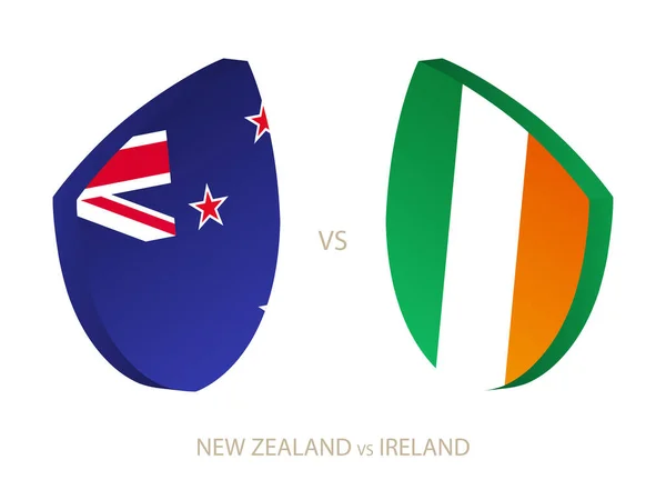 Nueva Zelanda v Irlanda, icono del torneo de rugby . — Vector de stock