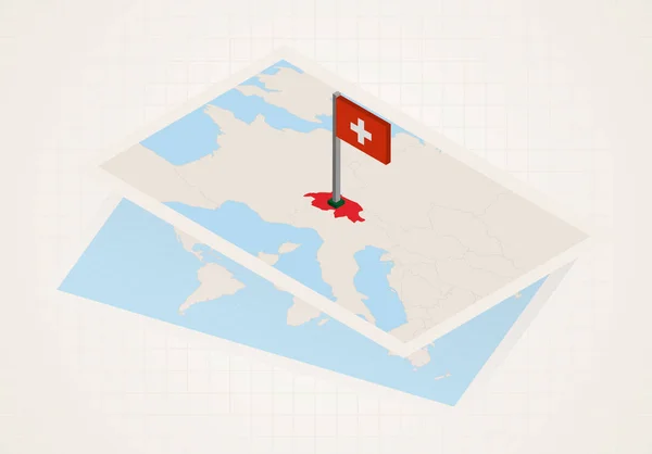 Szwajcaria wybrana na mapie z flagą izometryczną Szwajcarii. — Wektor stockowy