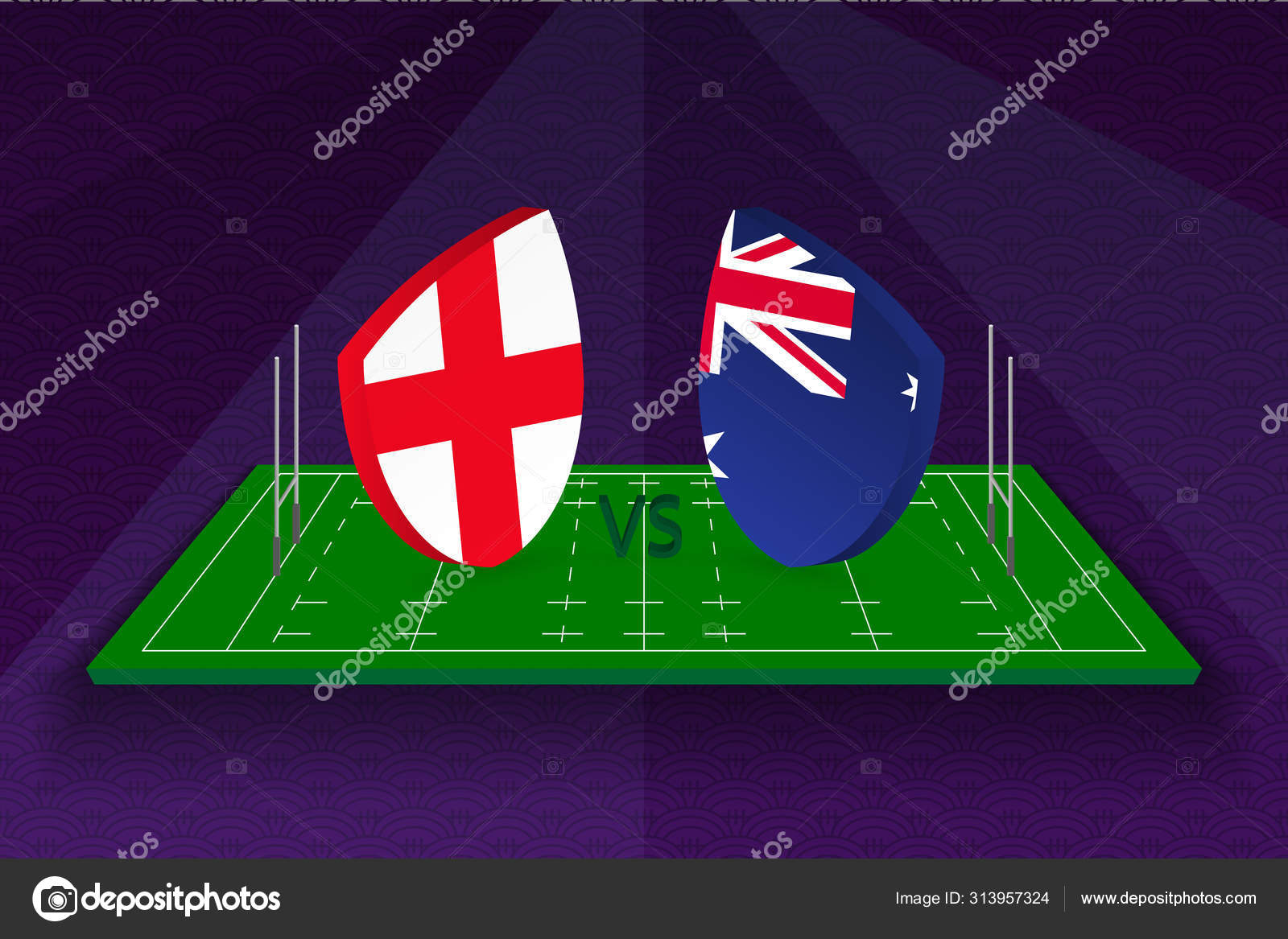 Rugby team England vs Australia on rugby field. Stock Vector by ©boldg 313957324
