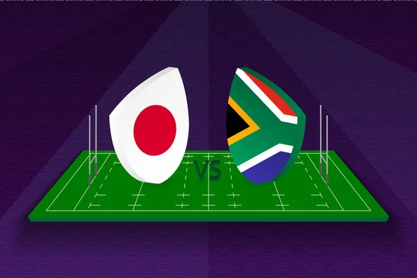 Equipo de rugby Japón vs Sudáfrica en el campo de rugby . — Archivo Imágenes Vectoriales