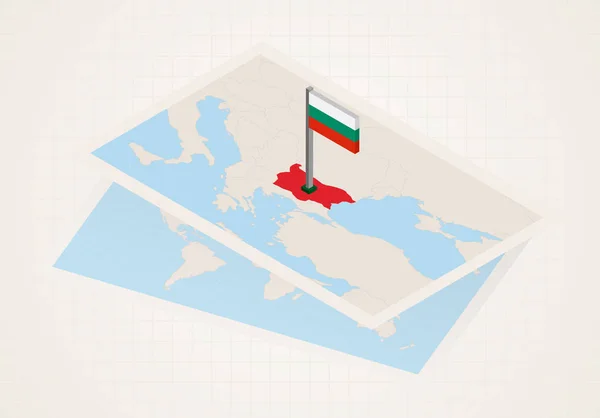 Bulgarie sélectionné sur la carte avec le drapeau isométrique de Bulgarie . — Image vectorielle