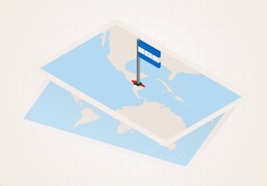 Honduras, Honduras 'ın izometrik bayrağıyla haritadan seçildi.
