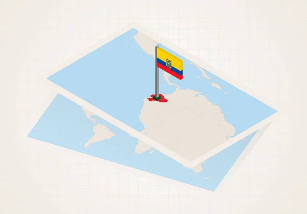 Ecuador kiválasztva térképen izometrikus zászló Ecuador. — Stock Vector