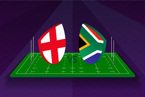 Equipo de rugby Inglaterra vs Sudáfrica en el campo de rugby . — Vector de stock