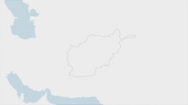 Afganistan haritası Afganistan bayrak renkleri ve ülke başkenti Kabil 'in broşu ile vurgulandı, komşu Asya ülkeleriyle harita.
