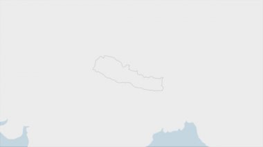 Nepal bayrak renkleri ve ülke başkenti Katmandu 'nun iğnesi ile vurgulanan Nepal haritası, komşu Asya ülkeleriyle harita.