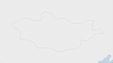 Moğolistan haritası Moğolistan bayrak renkleri ve ülke başkenti Ulaanbaatar 'ın iğnesi ile vurgulandı, komşu Asya ülkeleriyle harita.