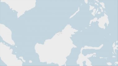 Brunei haritası, komşu Asya ülkelerinin haritası olan ülkenin başkenti Bandar Seri Begawan 'ın bayrak renkleri ve broşuyla vurgulandı.