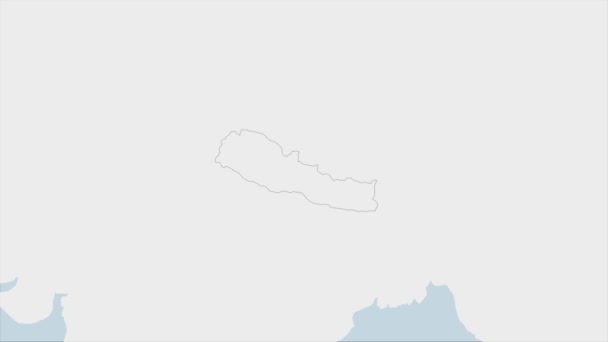 Mappa Nepal Evidenziata Nepal Colori Della Bandiera Spilla Della Capitale — Video Stock