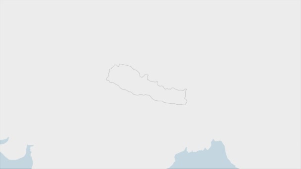 Nepál mapa zvýrazněna v Nepálu vlajkové barvy a pin země hlavního města Káthmándú, mapa se sousedními asijskými zeměmi.