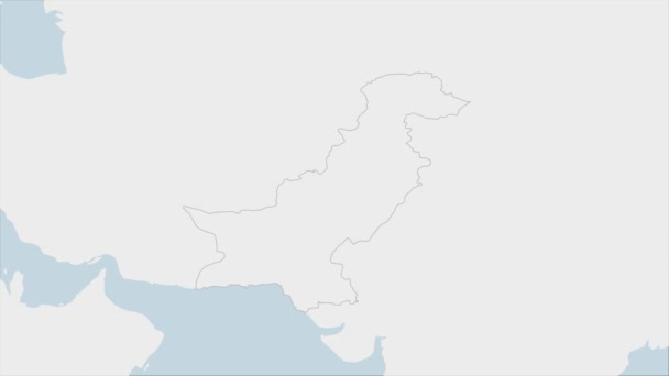 Pakistan Mappa Evidenziata Pakistan Colori Della Bandiera Spilla Della Capitale — Video Stock