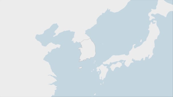 Carte Corée Sud Surlignée Couleurs Drapeau Sud Coréen Épingle Séoul — Video