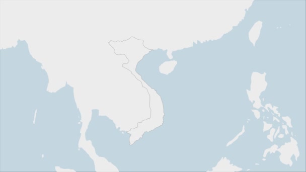 Vietnam Map Highlighted Vietnam Flag Colors Pin Country Capital Hanoi — Stock Video