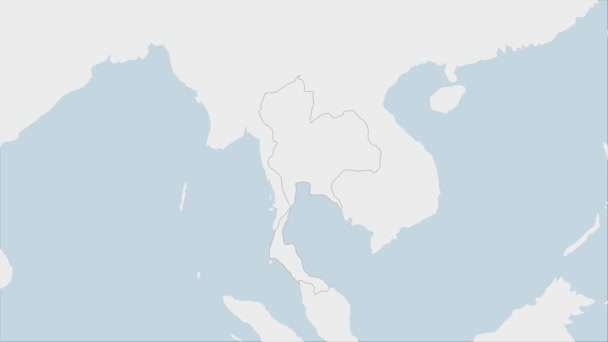 Карта Таїланду Виділена Кольори Прапора Таїланду Шпильку Столиці Країни Бангкок — стокове відео