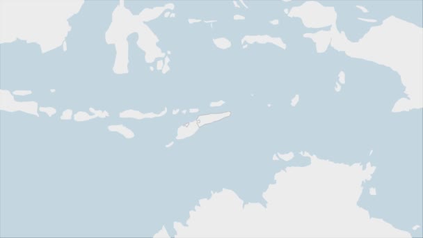 Mapa Východního Timoru Zvýrazněná Barvách Vlajky Východního Timoru Kolíku Hlavního — Stock video
