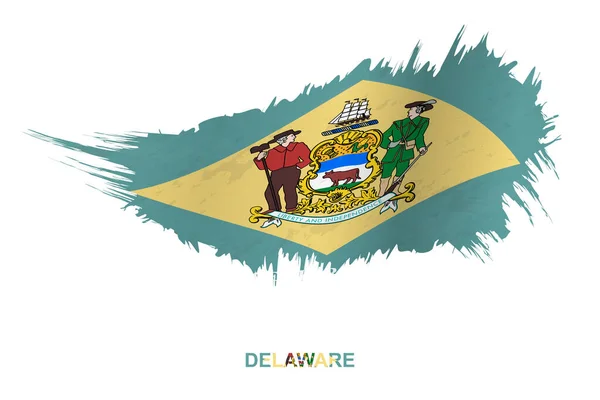 Bandiera Dello Stato Del Delaware Stile Grunge Con Effetto Sventolante — Vettoriale Stock