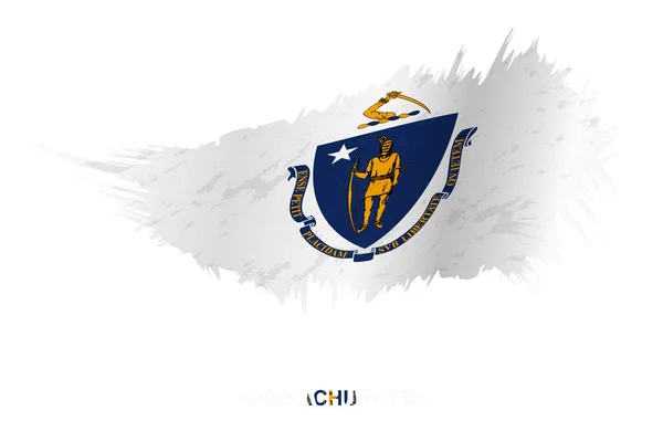 Flagge Des Staates Massachusetts Grunge Stil Mit Welleneffekt Vektor Grunge — Stockvektor