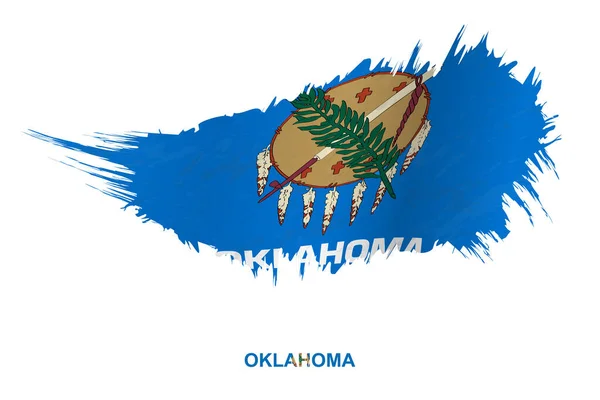 Oklahoma Eyaleti Bayrağı Grunge Stili Dalga Etkisi Vektör Grunge Fırça — Stok Vektör