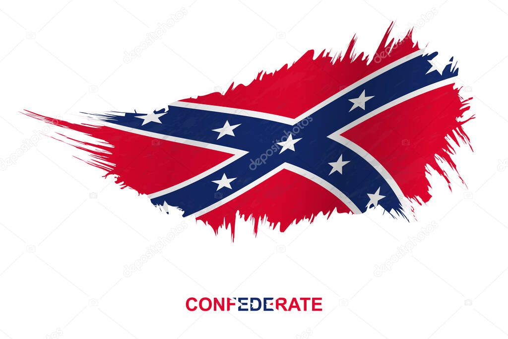 Flag of Confederate  state in grunge style with waving effect, vector grunge brush stroke flag.