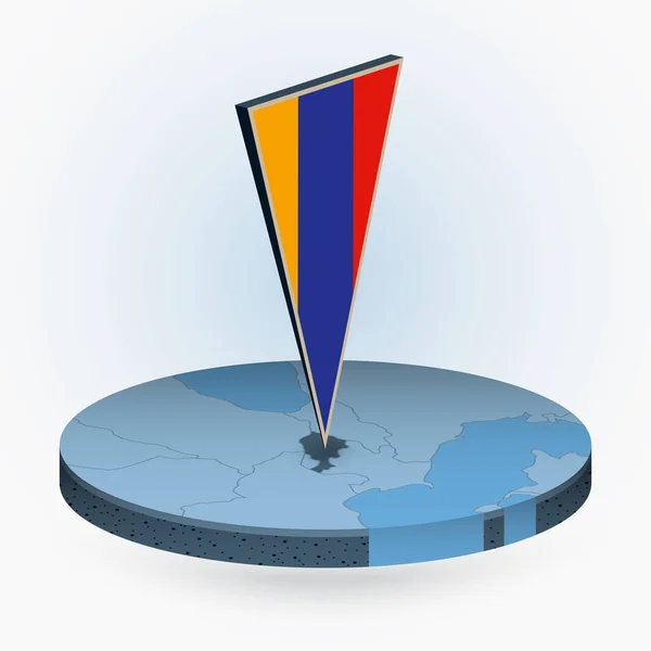 Örményország Térképe Kerek Izometrikus Stílusban Háromszögletes Zászló Örményország Vektortérkép Kék — Stock Vector