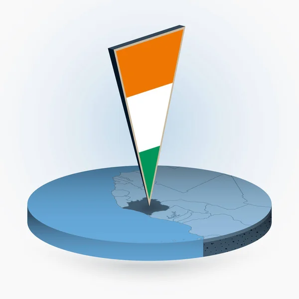 アイボリーコースト地図アイボリーコーストの三角形の3Dフラグ 青い色のベクトルマップ — ストックベクタ