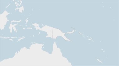 Papua Yeni Gine haritasında Papua Yeni Gine bayrağı renkleri ve ülke başkenti Moresby 'nin broşu vurgulandı, komşu okyanus ülkeleriyle harita.