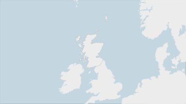 İskoçya haritası, komşu Avrupa ülkeleriyle birlikte haritada İskoçya bayrağı renkleri ve ülke başkenti Edinburgh 'un broşu ile vurgulandı.