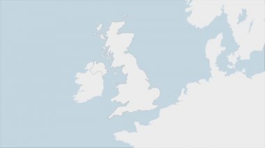 Birleşik Krallık haritası İngiltere bayrak renkleri ve ülke başkenti Londra 'nın iğnesi ile vurgulandı, komşu Avrupa ülkeleriyle harita.