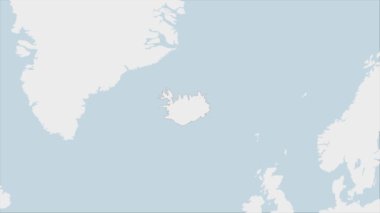 İzlanda haritası, komşu Avrupa ülkeleriyle harita olan İzlanda bayrak renkleri ve ülke başkenti Reykjavk 'ın iğnesiyle vurgulandı.