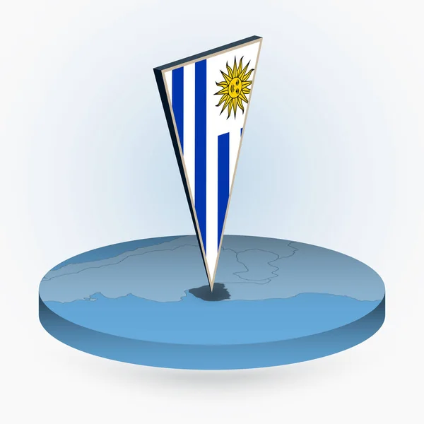 Uruguay Map Ισομετρικό Στυλ Τριγωνική Σημαία Ουρουγουάης Διανυσματικός Χάρτης Μπλε — Διανυσματικό Αρχείο