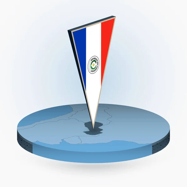 Paraguai Mapa Estilo Isométrico Redondo Com Bandeira Triangular Paraguai Mapa —  Vetores de Stock