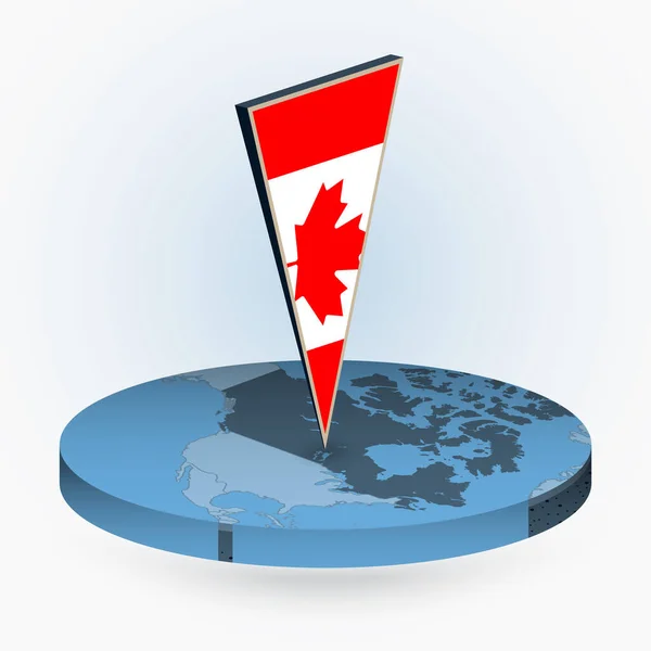 Carte Canada Style Isométrique Rond Avec Drapeau Triangulaire Canada Carte — Image vectorielle