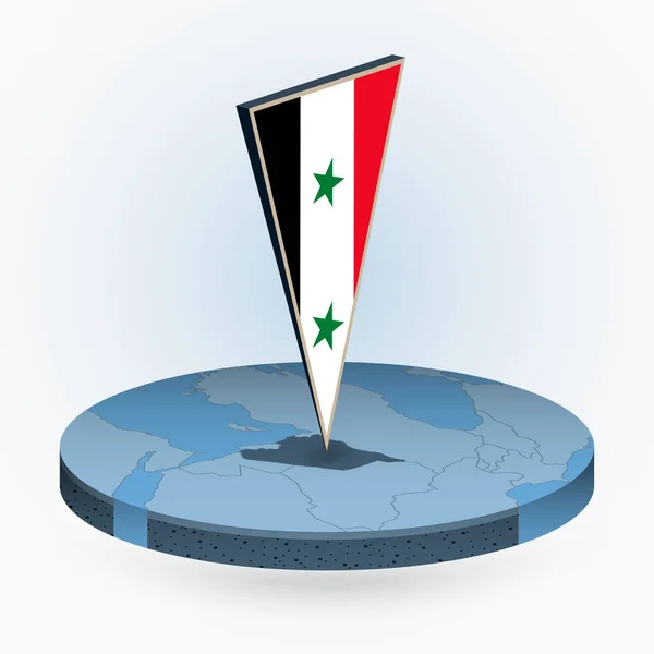 Mapa Siria Estilo Isométrico Redondo Con Bandera Triangular Siria Mapa — Archivo Imágenes Vectoriales