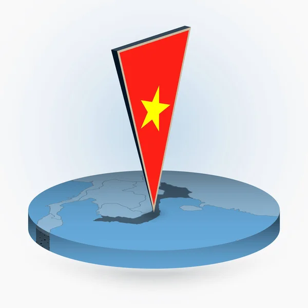 Mapa Vietnam Estilo Isométrico Redondo Con Bandera Triangular Vietnam Mapa — Vector de stock
