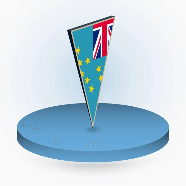 Mapa Tuvalu Okrągłym Stylu Izometrycznym Trójkątną Flagą Tuvalu Mapa Wektora — Wektor stockowy