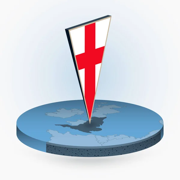 Mapa Inglaterra Estilo Isométrico Redondo Con Bandera Triangular Inglaterra Mapa — Vector de stock