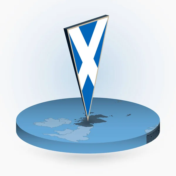 Carte Ecosse Style Isométrique Rond Avec Drapeau Triangulaire Ecosse Carte — Image vectorielle