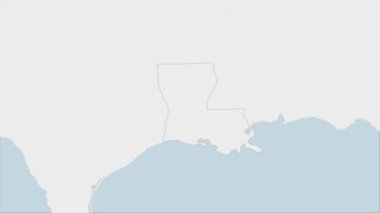 ABD Eyaleti Louisiana haritası Louisiana bayrak renkleri ve ülke başkenti Baton Rouge 'un broşu ve komşu devletlerle birlikte haritayla vurgulandı.