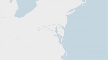 ABD Eyaleti Maryland haritasında Maryland bayrağı renkleri ve ülke başkenti Annapolis 'in broşu ve komşu devletlerle haritası vurgulandı.