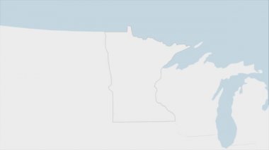 ABD Devlet Minnesota haritası Minnesota bayrak renkleri ve ülke başkenti Aziz Paul 'un rozeti ve komşu devletlerle haritayla vurgulandı.