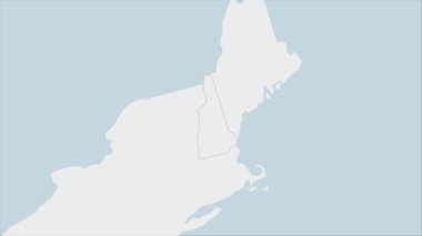 ABD Eyaleti New Hampshire haritası New Hampshire bayrak renkleri ve ülke başkenti Concord 'un broşu ve komşu devletlerle haritayla vurgulandı.