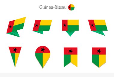 Gine-Bissau ulusal bayrak koleksiyonu, Gine-Bissau vektör bayraklarının sekiz versiyonu. Vektör illüstrasyonu.