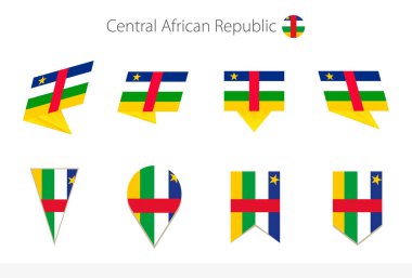 Orta Afrika Cumhuriyeti ulusal bayrak koleksiyonu, Orta Afrika Cumhuriyeti vektör bayraklarının sekiz versiyonu. Vektör illüstrasyonu.